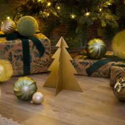 Falun 19cm Metal Tree Ornament - Gold - thumbnail 1