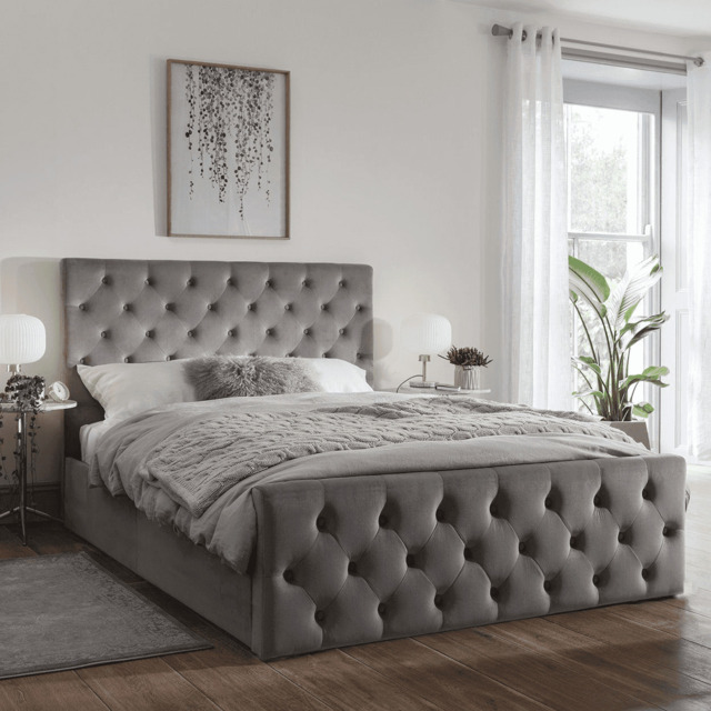 Cavill Fabric King Size Bed - Grey - image 1