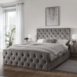 Cavill Fabric King Size Bed - Grey - thumbnail 1