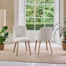 Freya Oat Boucle Dining Chairs - Set of 2 - Pale Oak Legs - thumbnail 2