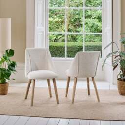 Freya Oat Boucle Dining Chairs - Set of 2 - Pale Oak Legs - thumbnail 2