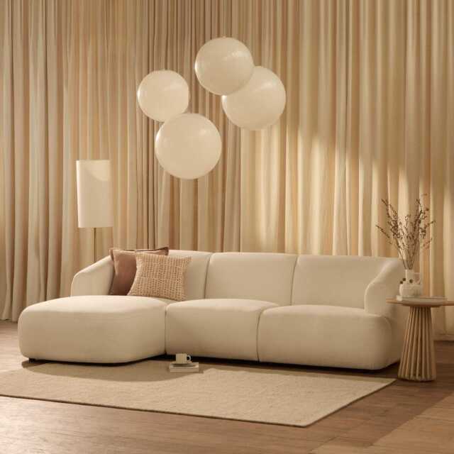 Nathalia Left Chaise Sofa - Chalk White Boucle - image 1
