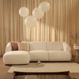 Nathalia Left Chaise Sofa - Chalk White Boucle - thumbnail 3