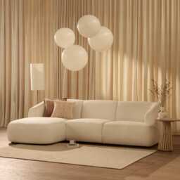 Nathalia Left Chaise Sofa - Chalk White Boucle - thumbnail 1