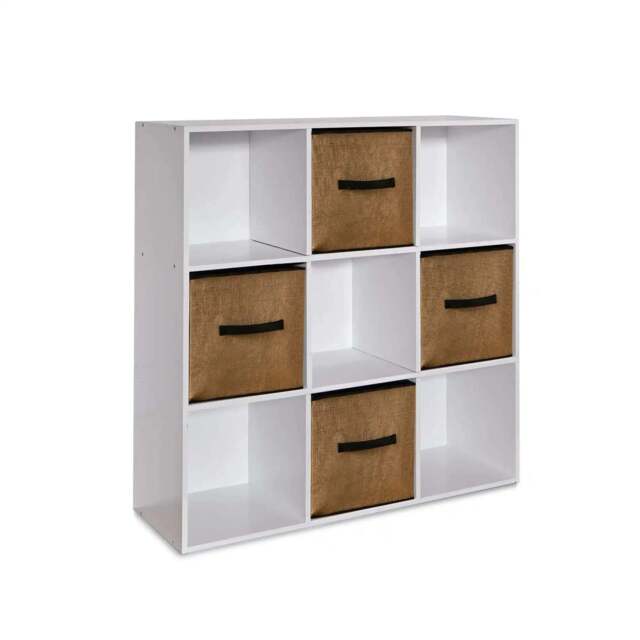 Cara 9 Cube Storage Unit & 4 Jute Handled Box Drawers - image 1