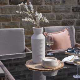 Cube 8 Seater Rattan Outdoor Dining Set with Cream LED Premium Parasol - Natural Brown Weave - thumbnail 5