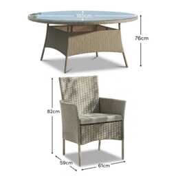 Kemble 8 Seater Round Rattan Garden Dining Set with Kemble/Marston Dining Chairs - Light Grey - thumbnail 6