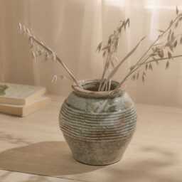Evora 16cm Ceramic Vase - Sea Blue - thumbnail 1