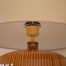 Tongham Saffron Yellow Ceramic Table Lamp & Coningsby Taupe Cotton Lampshade - 40cm - thumbnail 3