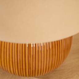 Tongham Saffron Yellow Ceramic Table Lamp & Coningsby Taupe Cotton Lampshade - 40cm - thumbnail 4
