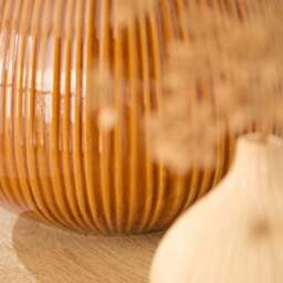 Tongham Saffron Yellow Ceramic Table Lamp & Coningsby Taupe Cotton Lampshade - 40cm - thumbnail 6