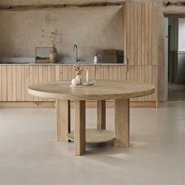 Marlon Whitewash Oak Round Dining Table - Large - image 1