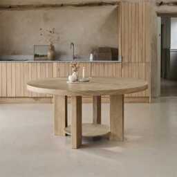 Marlon Whitewash Oak Round Dining Table - Large - thumbnail 1