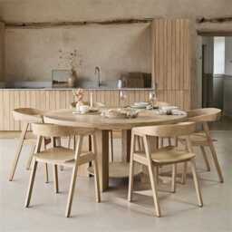 Marlon Whitewash Oak Round Dining Table - Large - thumbnail 2