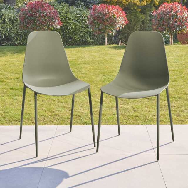 Wren Olive Green Garden Chairs - Set of 2 - image 1