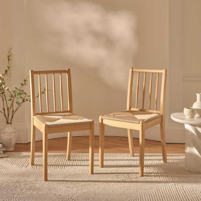 Tilly Woven Pale Oak Dining Chairs - Set of 2 - image 1