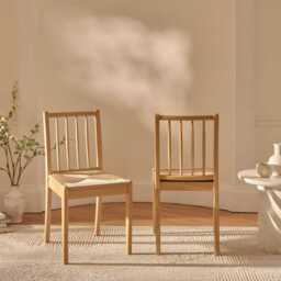 Tilly Woven Pale Oak Dining Chairs - Set of 2 - thumbnail 2