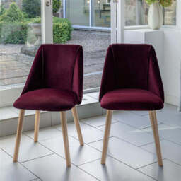 Freya Burgundy Red Dining Chairs - Set of 2 - Whitewash Legs