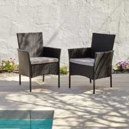 Kemble 6 Seater Rattan Round Garden Dining Set with Grey LED Premium Parasol & Parasol Rain Cover - Black Weave - thumbnail 2