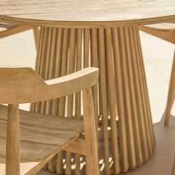 Willow Round Wooden Garden Table - Brushed Light Acacia - thumbnail 6