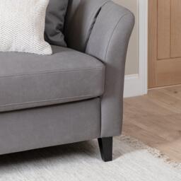 Florence 4 Seater Sofa - Steel Grey Vegan Leather with Dark Oak Legs - thumbnail 4