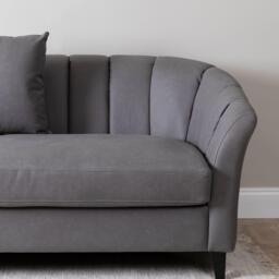 Florence 4 Seater Sofa - Steel Grey Vegan Leather with Dark Oak Legs - thumbnail 6