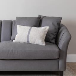 Florence 4 Seater Sofa - Steel Grey Vegan Leather with Dark Oak Legs - thumbnail 5
