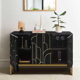 Gatsby 3 Door Sideboard - Noir Black - thumbnail 2