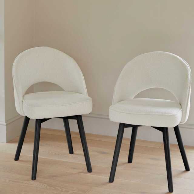 Marilyn Boucle Dining Chairs - Set of 2 - Black Oak Legs - image 1