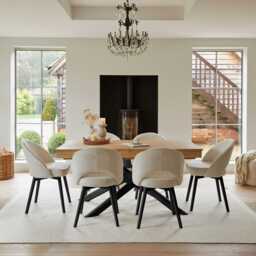 Marilyn Boucle Dining Chairs - Set of 2 - Black Oak Legs - thumbnail 5