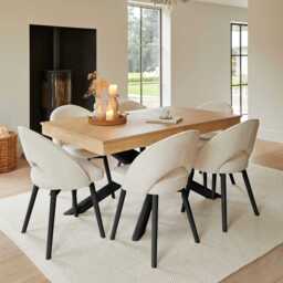 Marilyn Boucle Dining Chairs - Set of 2 - Black Oak Legs - thumbnail 2