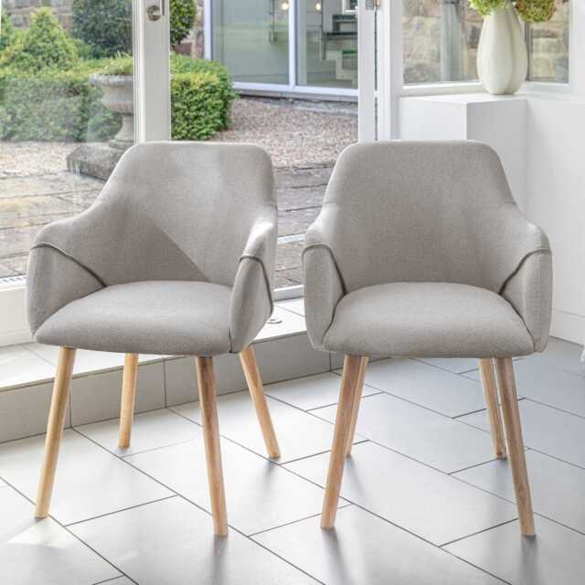 Freya Fossil Armchairs - Set of 2 - Whitewash Oak Legs - image 1