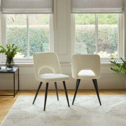 Dolly Oyster White Dining Chairs - Set of 2 - Black Metal Legs - thumbnail 2