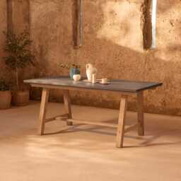 Shiro Dove Grey Concrete Dining Table Set - 6 Seater - Shiro Navy Rope Dining Chairs - thumbnail 2