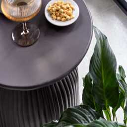 Zaliki Concrete Round Side Table - Black - thumbnail 4