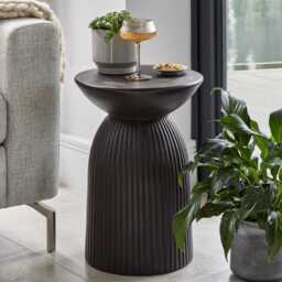 Zaliki Concrete Round Side Table - Black