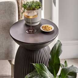 Zaliki Concrete Round Side Table - Black - thumbnail 2