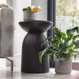 Zaliki Concrete Round Side Table - Black - thumbnail 5