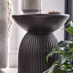 Zaliki Concrete Round Side Table - Black - thumbnail 3