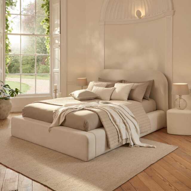 Farrah King Ottoman Bed - Ivory - image 1