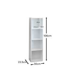 Cara 4 Tier Storage Unit - Chalk White Bookcase - thumbnail 4