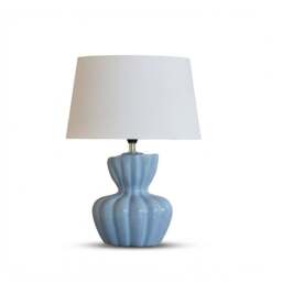 Dawes 30cm Cornflower Blue Ceramic Lamp Base & Coningsby Snow White Cotton Lampshade - 30cm - thumbnail 6