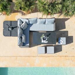 Aston 9 Seater Rattan Corner Sofa Set with Glass Table Top - Grey - thumbnail 3