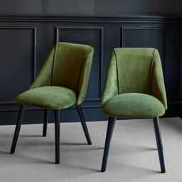 Amelia Whitewash Extendable Dining Table Set - 6 Seater - Freya Fern Green Dining Chairs - Black Legs - thumbnail 2