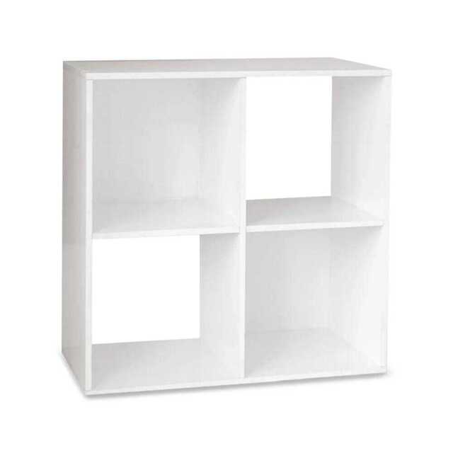 Cara 4 Cube Chalk White Bookcase Wooden Display Unit Shelving Storage Bookshelf Shelves - No Basket - image 1