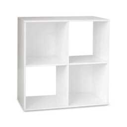 Cara 4 Cube Chalk White Bookcase Wooden Display Unit Shelving Storage Bookshelf Shelves - No Basket - thumbnail 1