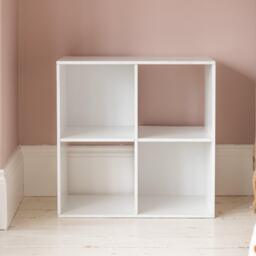 Cara 4 Cube Chalk White Bookcase Wooden Display Unit Shelving Storage Bookshelf Shelves - No Basket - thumbnail 2
