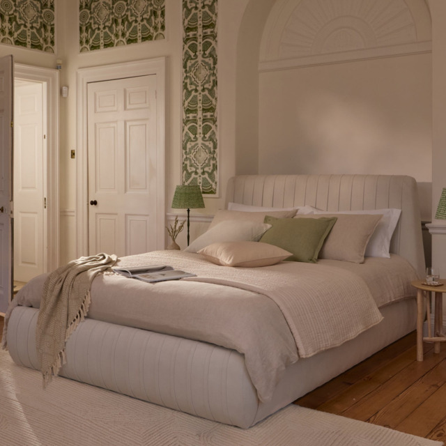 Etta Double Ottoman Bed - Ivory Pleated - image 1