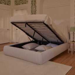 Etta Double Ottoman Bed - Ivory Pleated - thumbnail 2