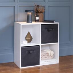 Cara Wooden 4 Cube Storage Unit - Black Baskets - thumbnail 5